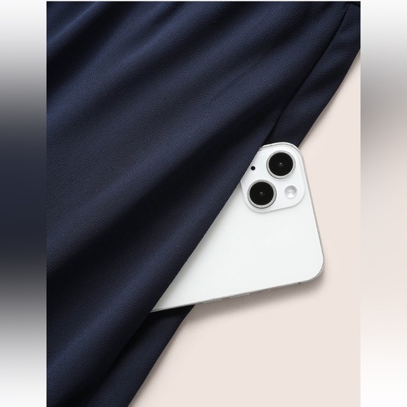 BloomChic Plain Sleeveless Frill Trim Pocket Belted Mock Neck Dress - Picture 5 of 8